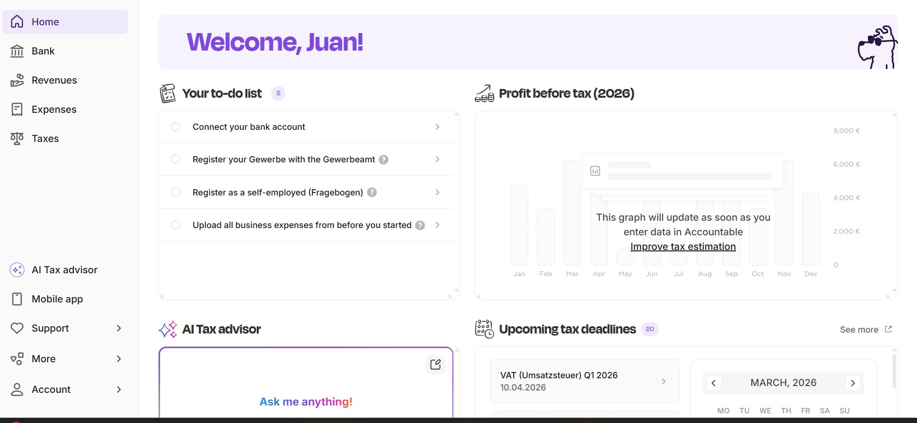 Accountable homepage